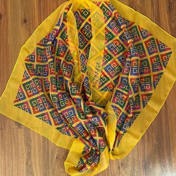 NEW vintage Givenchy beaute scarf gold red green - Picture 5 of 5
